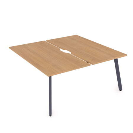 10БДКВ.268 Стол системы Бенч с вырезом, сдвоенный, на 2 рабочих места - конечный (1200x1235x750) (Romano/Графит металл)