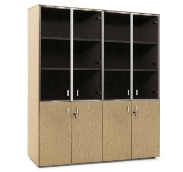 EXE Шкаф комбинированный (Дуб Светлый/Хром)