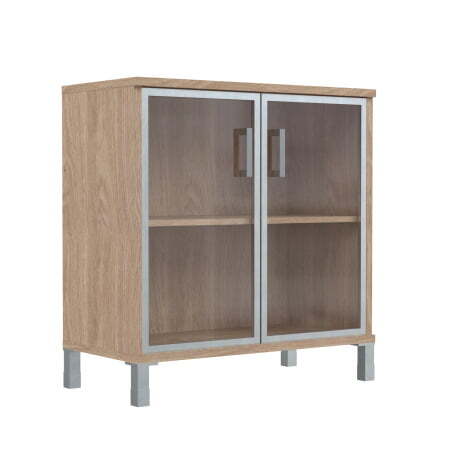 Шкаф 2 уровня, широкий стекло в AL раме Born B-410.4 900x450x920 (Дуб Девон)