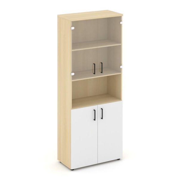 Шкаф высокий широкий SN.STS-105 (796х400х1982) (Акация Лорка/Белый/Прозрачный)