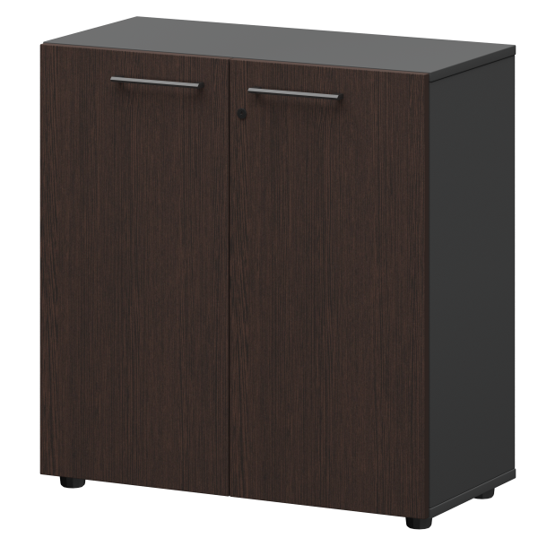 Шкаф низкий закрытый Кортез СМШ28F 792x380x811 (Дуб венге/Графит)