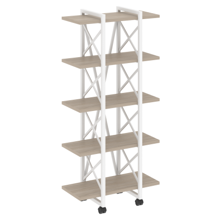 Стеллаж на колесных опорах-5 полок VR.L-MST.K-5.4V 800x400x1704 (Дуб Аттик/Белый металл)