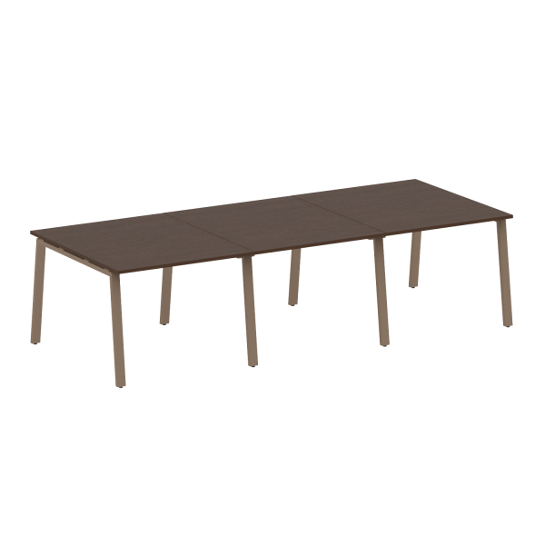 Стол для переговоров (3 столешницы) на А-образном м/к Metal System Style БА.ПРГ-3.1 3000x1235x750 (Венге Цаво/Мокко металл)