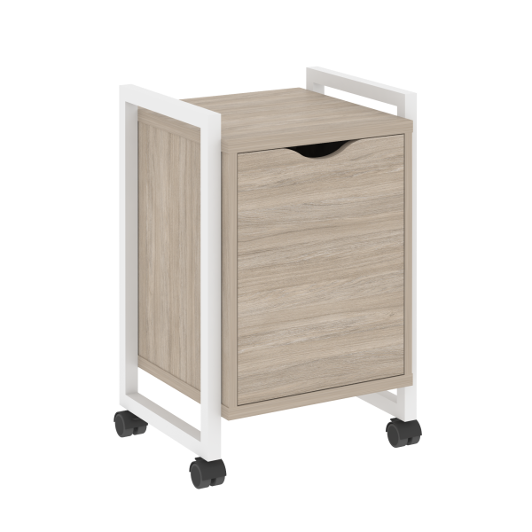 Тумба на колесных опорах с распашным фасадом VR.L-T2.K 500x460x767 (Дуб Аттик/Белый металл)