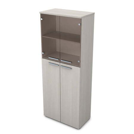 9Ш.005.11 Шкаф высокий со стеклом (800x450x2045) (Ivory)