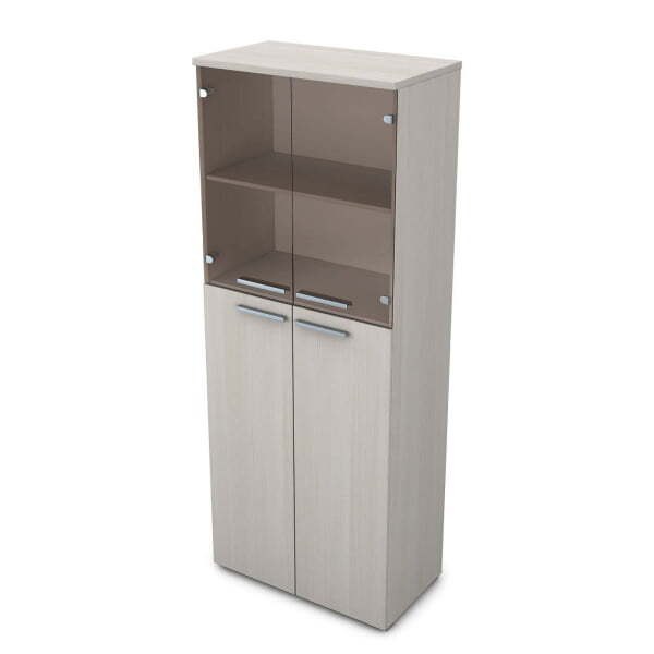 9Ш.005.11 Шкаф высокий со стеклом (800x450x2045) (Ivory)