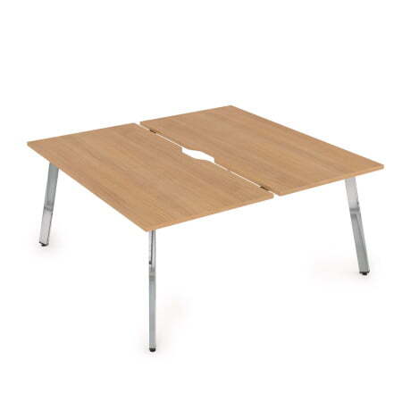 10БДВ.279 Стол системы Бенч с вырезом, сдвоенный, на 2 рабочих места (1400x1435x750) (Romano/Глянец металл)