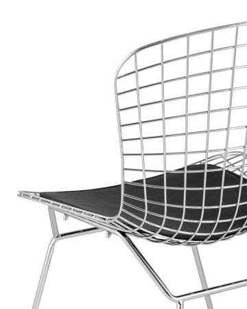 Стул обеденный Bertoia хромированный с черной подушкой (Стул кухонный Bertoia серебристый)