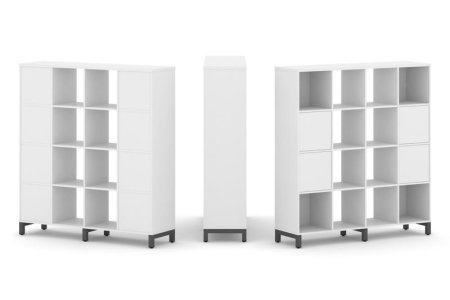 Набор стеллажа 1 сторонний, 4 яруса SN.NS-441 (1488х400х1615) (Белый/Металл Антрацит)