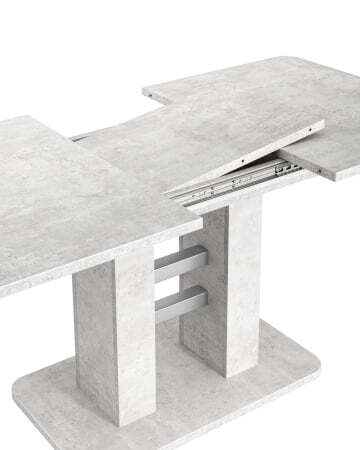 Стол Elephant раскладной 120-160*80 бетон/алюминий (Стол обеденный ELEPHANT серый)