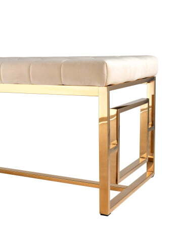 Банкетка-скамейка БРУКЛИН велюр бежевый сталь золото (Банкетка Бруклин бежевый)