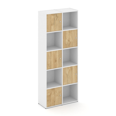 Стеллаж Locker Plus LK.K-008 798x350x1983 (Белый | Тиквуд Светлый)