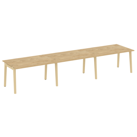 Стол переговорный на деревянных опорах Onix Wood OW.PRG-3.3 4140x980x750 (Тиквуд Светлый/Дуб Светлый)