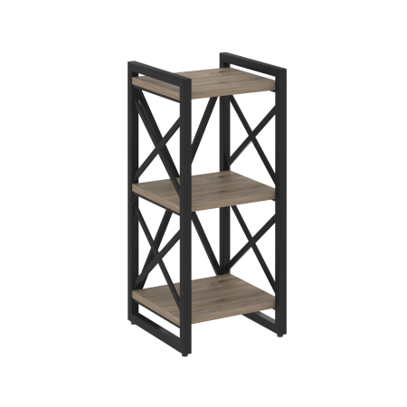 Стеллаж на регулируемых опорах-3 полки VR.L-MST.O-3.4 400x400x910 (Тиквуд Темный/Черный металл)