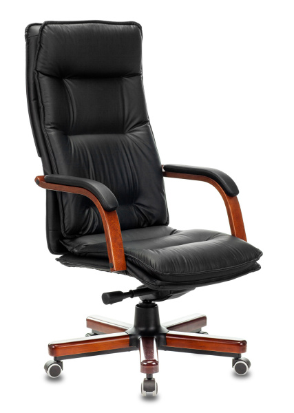 Кресло руководителя T-9927WALNUT черный кожа крестов. металл/дерево (Черный)