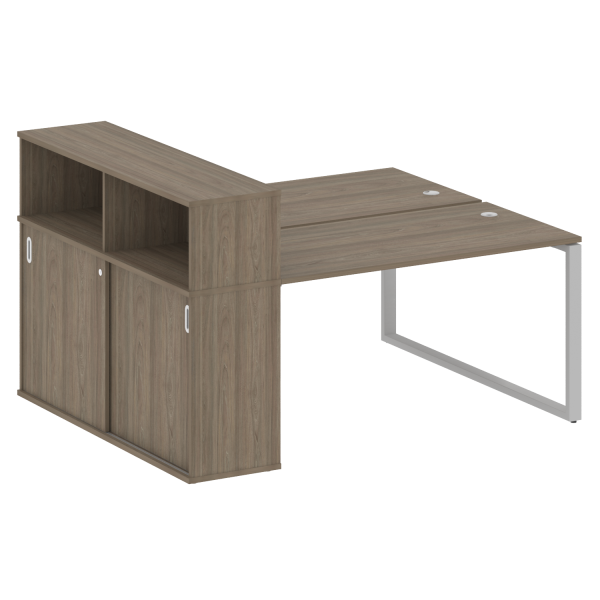Рабочая станция с шкафом-купе на О-образном м/к Metal System Style БО.РС-СШК-2.3 Т 1810x1475x1098 (Вяз/Серый металл)