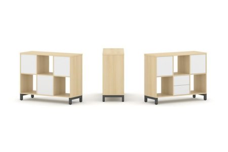 Набор стеллажа 1 сторонний, 2 яруса SN.NS-231 (1121х400х881) (Акация Лорка/Белый/Металл Антрацит)