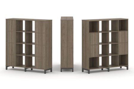 Набор стеллажа 1 сторонний, 4 яруса SN.NS-441 (1488х400х1615) (Вяз Благородный/Металл Антрацит)