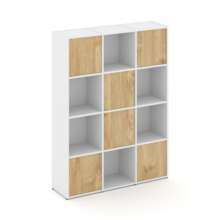 Стеллаж Locker Plus LK.K-006 1188x350x1593 (Белый | Тиквуд Светлый)