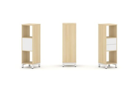 Набор стеллажа 1 сторонний, 3 яруса SN.NS-311 (387х400х1248) (Акация Лорка/Белый/Металл Белый)