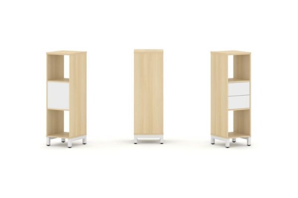 Набор стеллажа 1 сторонний, 3 яруса SN.NS-311 (387х400х1248) (Акация Лорка/Белый/Металл Белый)