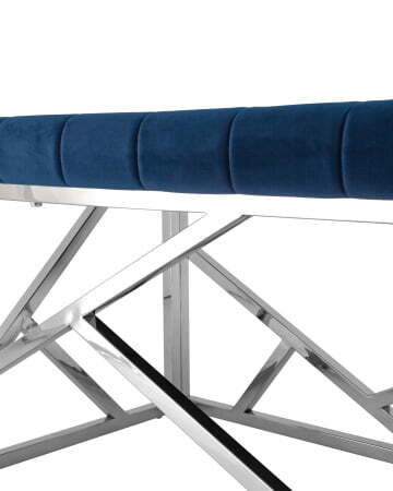 Банкетка-скамейка АРТ ДЕКО велюр синий сталь серебро (Банкетка Арт Деко синий)