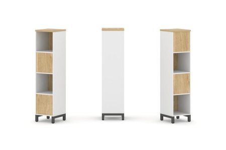 Набор стеллажа 2-х сторонний, 4 яруса SN.NSD-411 (387х400х1615) (Белый/Тиквуд Светлый/Металл Антрацит)