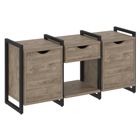 Тумба на регулируемых опорах наборная VR.L-TN-7.O 1440x460x719 (Тиквуд Темный/Черный металл)