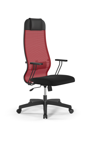 Кресло для руководителя Метта Sit 10 B1-111T - X2+UMF(X1) /Ub00/Wh00/T1bp-b(M09.B02.G15.W01) (Красный | Черный)