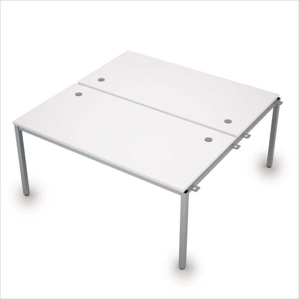 6МБН.284 Сдвоенные бенч-системы, начальный модуль (1600x1635x750) (Белый/Алюминий матовый)