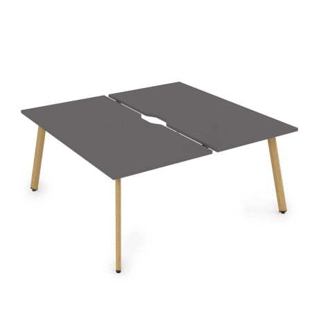 10БДВ.279 Стол системы Бенч с вырезом, сдвоенный, на 2 рабочих места (1400x1435x750) (Graphit/Iron wood металл)