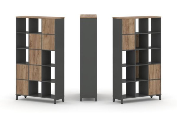 Набор стеллажа 1 сторонний, 5 ярусов SN.NS-531 (1121х400х1982) (Антрацит/Дуб Табак/Металл Антрацит)