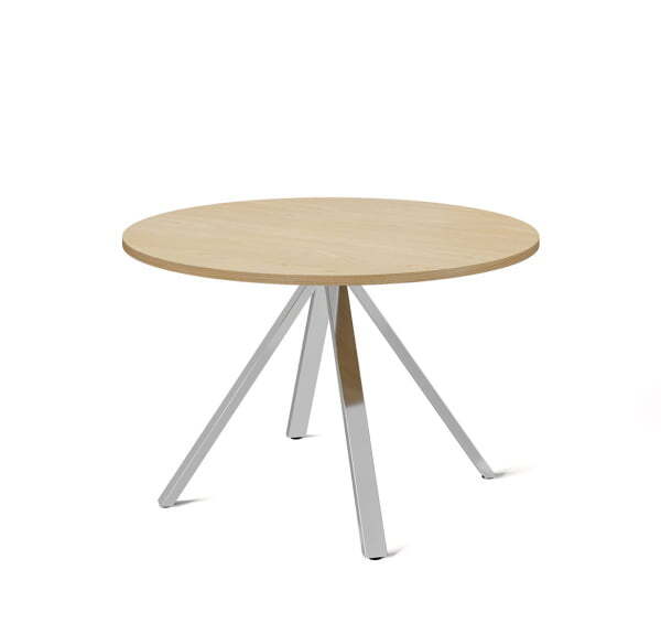 EXE Стол для переговоров круглый (Дуб Светлый/Хром металл)