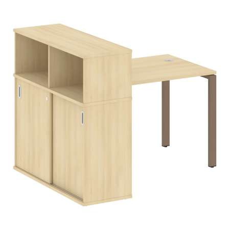 Стол письменный с опорным шкафом-купе Metal System Style БП.РС-СШК-3.1 1410x1120x1098 (Акация/Мокко металл)