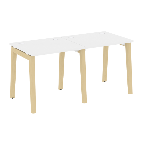 Рабочая станция на деревянных опорах Onix Wood OW.RS-2.0.7 1560x720x750 (Белый Бриллиант/Дуб Светлый)