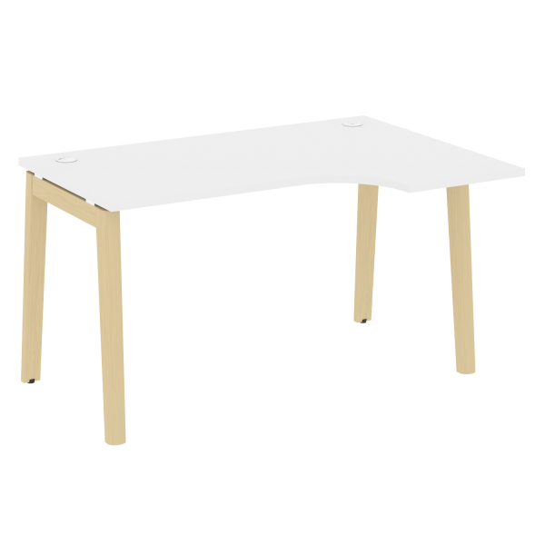 Стол эргономичный правый на деревянных опорах Onix Wood OW.SA-2R 1380x980x750 (Белый Бриллиант/Дуб Светлый)