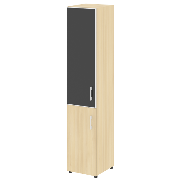 Шкаф для документов узкий со стеклом черным LT.SU-1.2 R (L) Black (Акация Лорка)