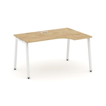 Стол рабочий эргономичный SN-4A.SPA-011(R) (1380х700/980х750) (Тиквуд Светлый/Металл Белый)