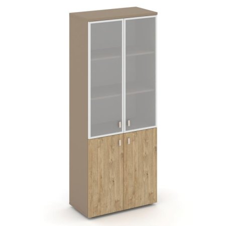 Шкаф высокий широкий ES.ST-1.2R (800х420х1977) (Латте/Тиквуд Светлый/Сатин матовый)