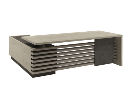 Стол с опорной тумбой, правый (без розеток) Vestar Z-222пр.0000 2200x2030x750 (Дуб Галифакс белый/Бетон Чикаго)