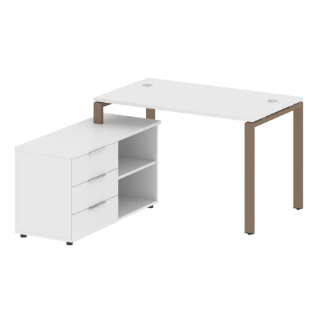 Рабочая станция с опорной тумбой левая Metal System Style БП.РС-СТС-2.2 Л 1300x1520x750 (Белый/Мокко металл)
