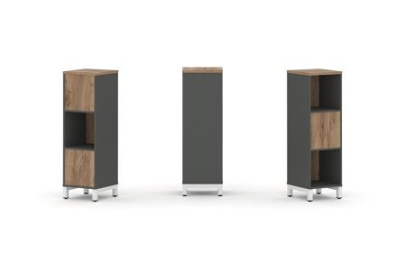 Набор стеллажа 2-х сторонний, 3 яруса SN.NSD-311 (387х400х1248) (Антрацит/Дуб Табак/Металл Белый)