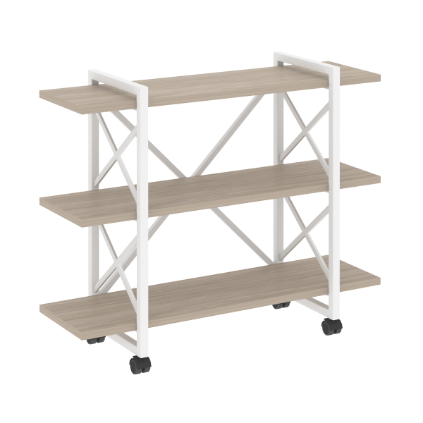 Стеллаж на колесных опорах-3 полки VR.L-MST.K-3.8V 1200x400x968 (Дуб Аттик/Белый металл)