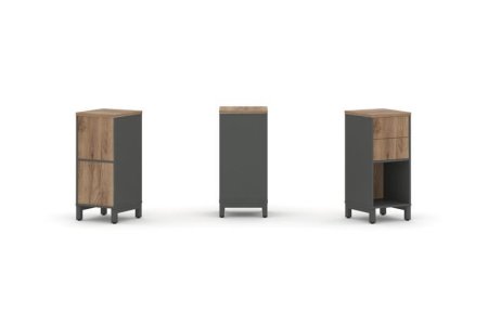 Набор стеллажа 1 сторонний, 2 яруса SN.NS-211 (387х400х881) (Антрацит/Дуб Табак/Металл Антрацит)