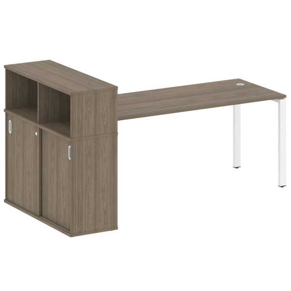 Стол письменный с опорным шкафом-купе Metal System Style БП.РС-СШК-3.5 2210x1120x1098 (Вяз/Белый металл)