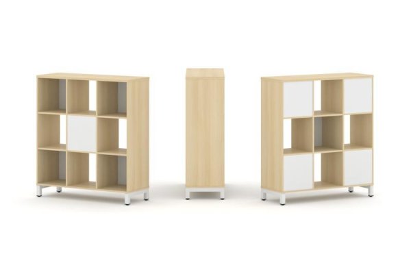 Набор стеллажа 2-х сторонний, 3 яруса SN.NSD-331 (1121х400х1248) (Акация Лорка/Белый/Металл Белый)