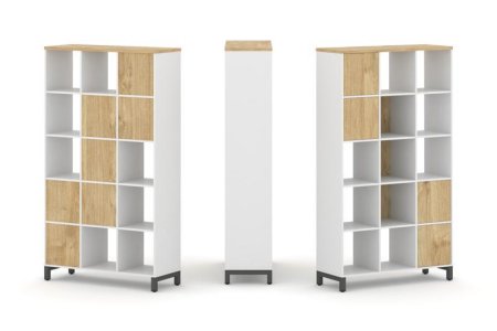 Набор стеллажа 1 сторонний, 5 ярусов SN.NS-531 (1121х400х1982) (Белый/Тиквуд Светлый/Металл Антрацит)