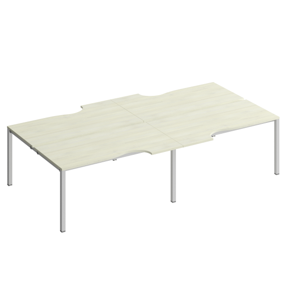 Рабочая станция со столами эргоном. на металлокаркасе КФ (4х160) Комфорт КФ К.1150-2 3200x1840x750 (Дуб шамони светлыйСерый)