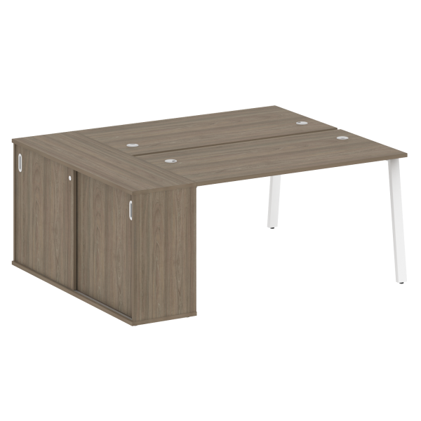 Рабочая станция с шкафом-купе на А-образном м/к Metal System Style БА.РС-СШК-1.3 Т 1810x1475x750 (Вяз/Белый металл)