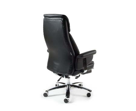 Кресло офисное / Парламент / (black) сталь + хром / черная кожа (Черный)